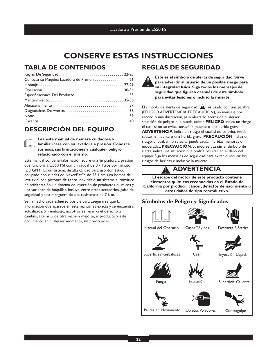 Briggs & Stratton 20250 User Manual | Page 22 / 40