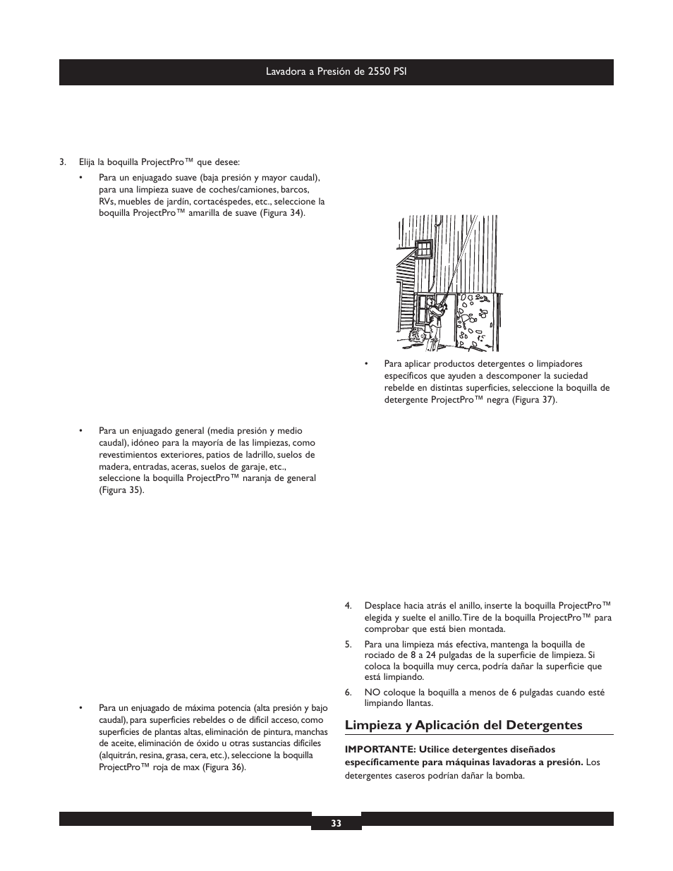 Limpieza y aplicación del detergentes | Briggs & Stratton 20250 User Manual | Page 33 / 40