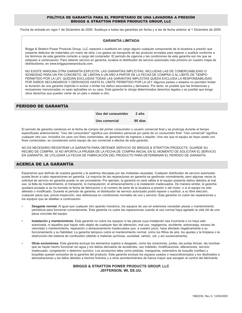 Briggs & Stratton 20250 User Manual | Page 40 / 40