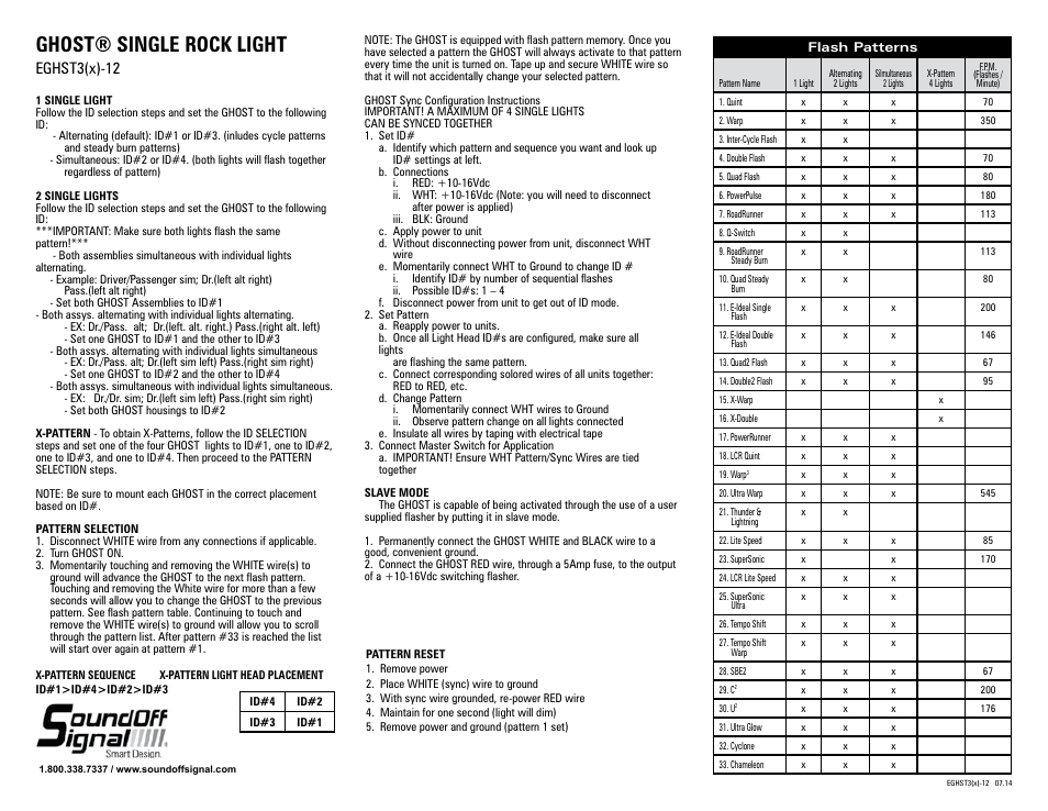 Ghost® single rock light, Eghst3(x)-12 | SoundOff Signal GHOST Rock Light User Manual | Page 2 / 2