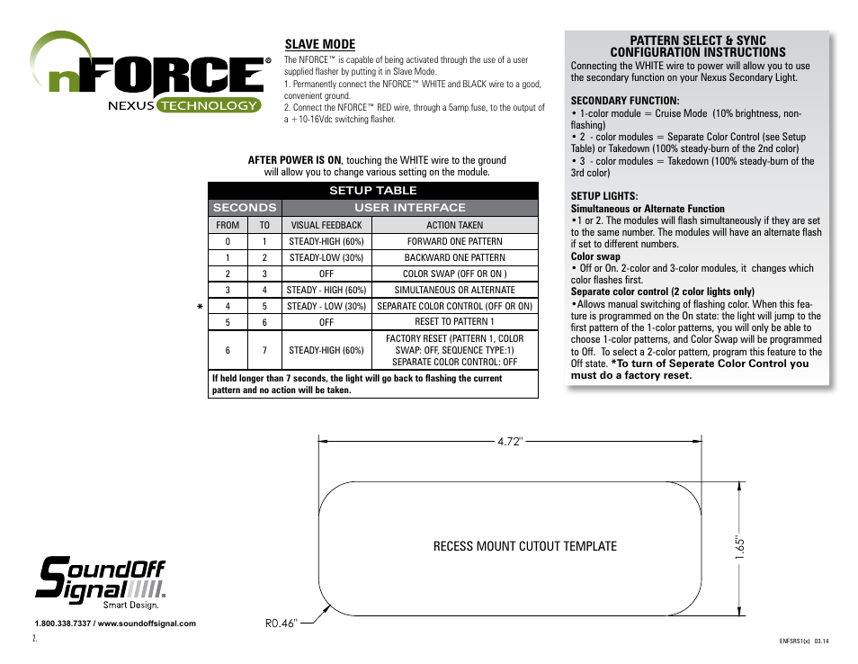 SoundOff Signal nFORCE Recess Mount User Manual | Page 2 / 3