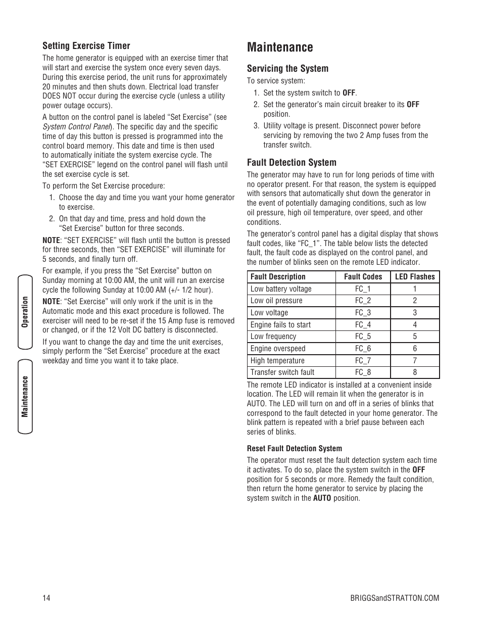 Maintenance | Briggs & Stratton Home Generator User Manual | Page 14 / 64