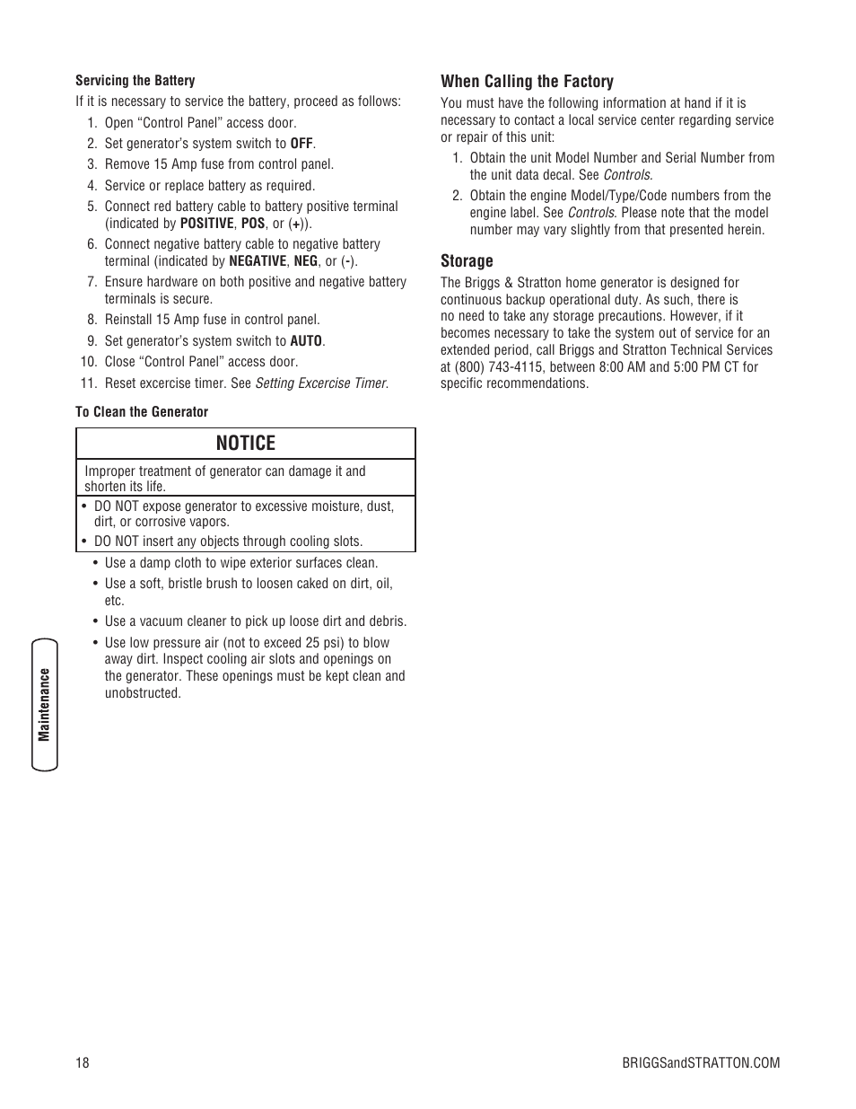 Notice | Briggs & Stratton Home Generator User Manual | Page 18 / 64