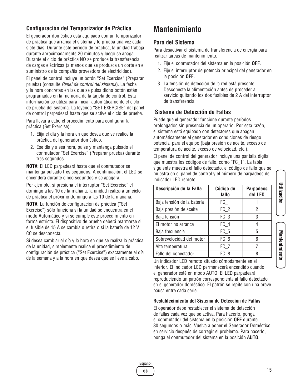 Mantenimiento | Briggs & Stratton Home Generator User Manual | Page 37 / 64