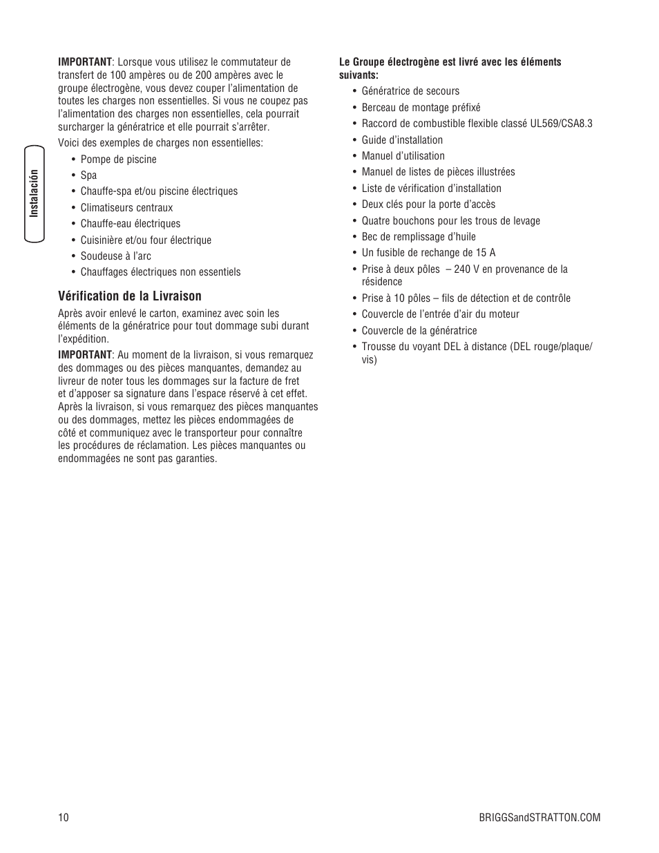 Briggs & Stratton Home Generator User Manual | Page 54 / 64