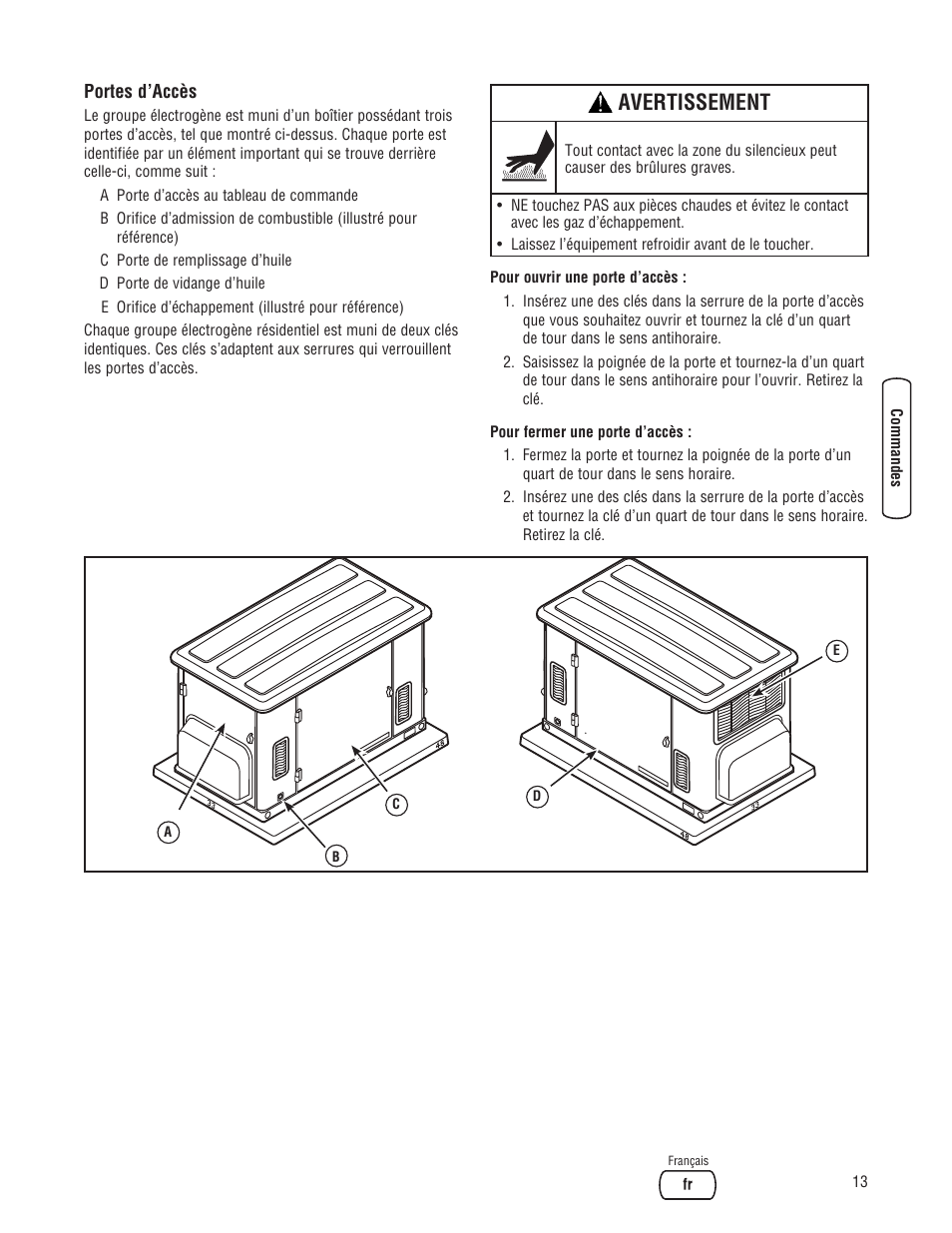 Avertissement | Briggs & Stratton Home Generator User Manual | Page 57 / 64