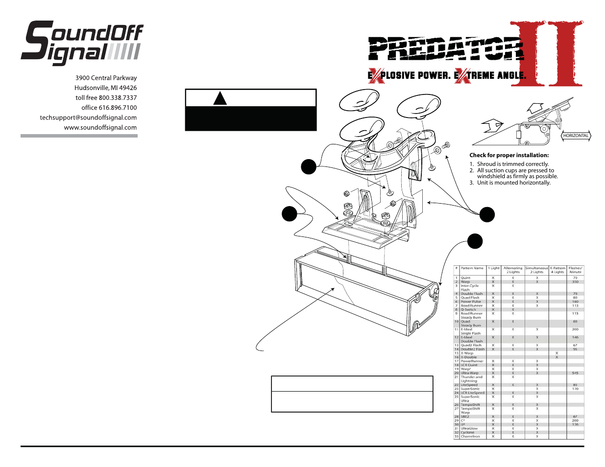 SoundOff Signal Predator2 WS Light Suction Cup Mount User Manual | 2 pages