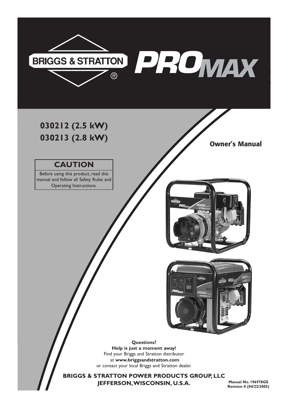 Briggs & Stratton 030213 User Manual | 16 pages