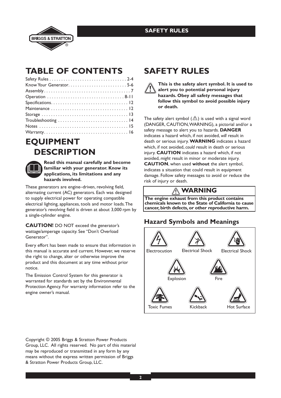 Briggs & Stratton 030213 User Manual | Page 2 / 16