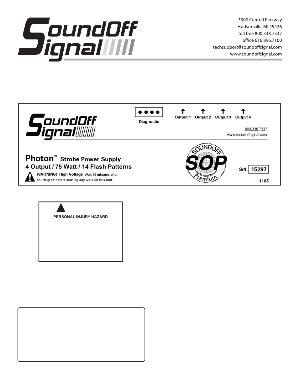SoundOff Signal Photon Power Supply User Manual | 4 pages