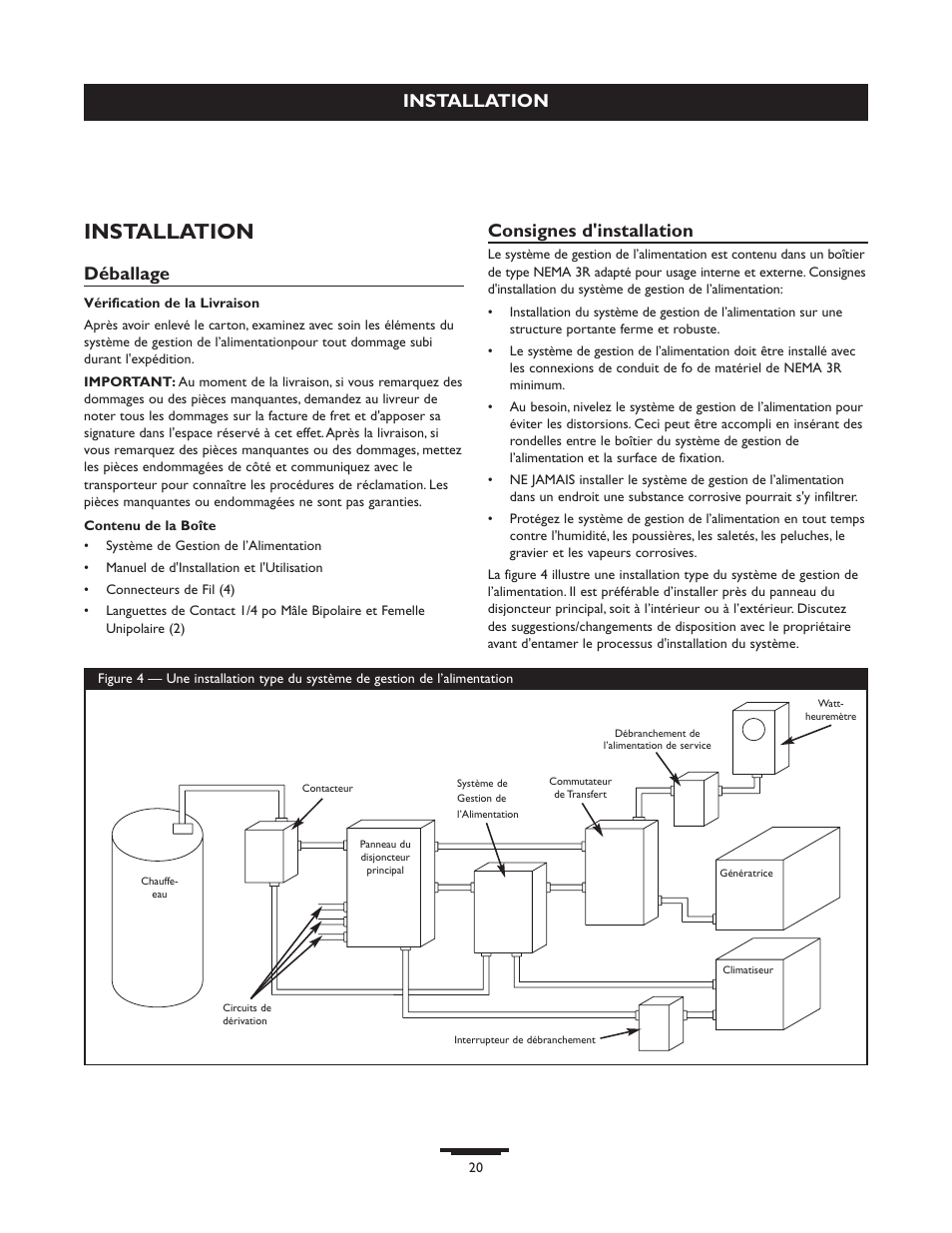 Installation, Déballage, Consignes d'installation | Briggs & Stratton 071013 User Manual | Page 20 / 40