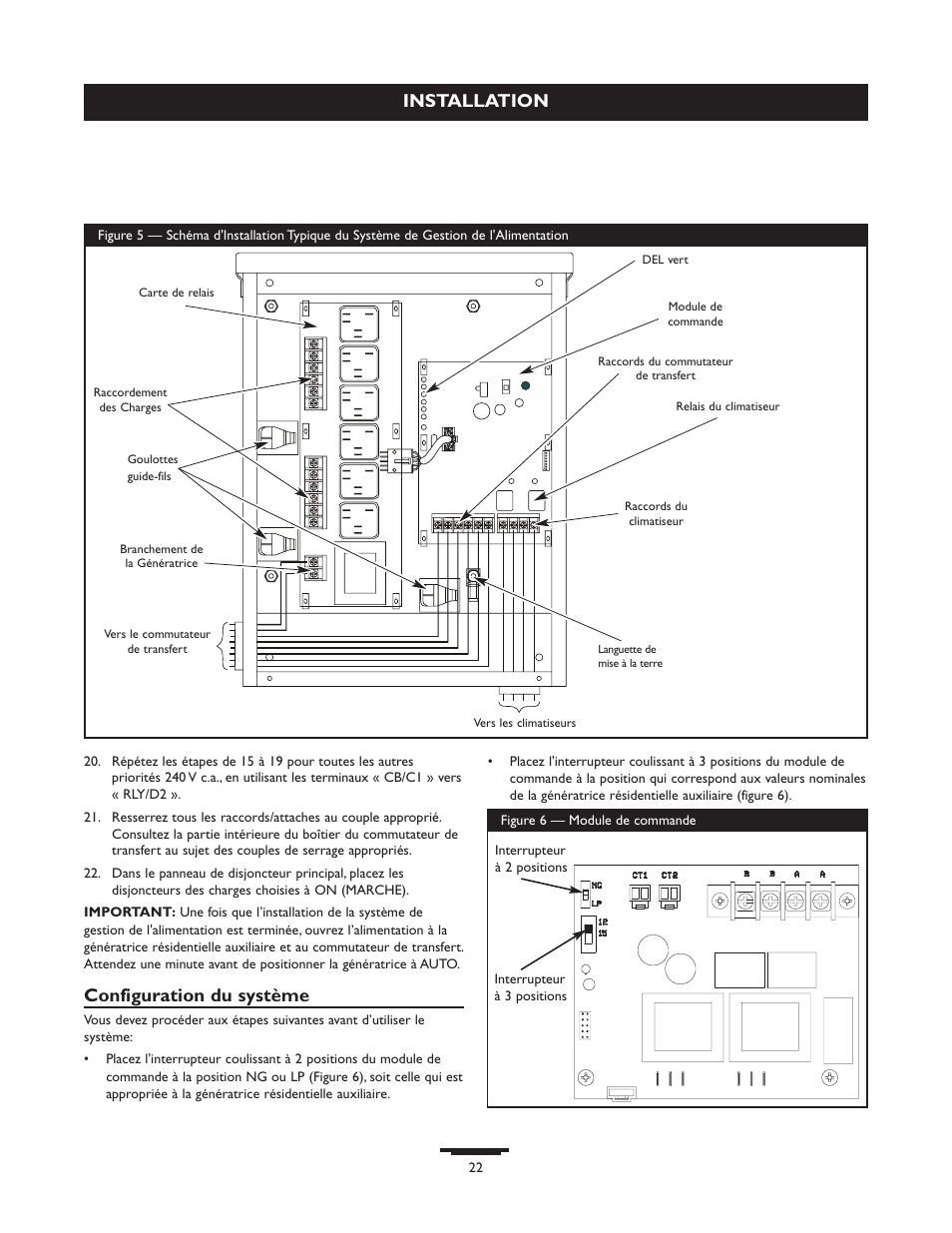 Exploded view & parts list, Installation, Configuration du système | Briggs & Stratton 071013 User Manual | Page 22 / 40