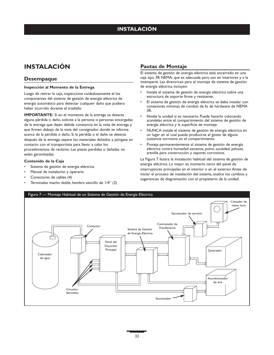 Instalación, Desempaque, Pautas de montaje | Briggs & Stratton 071013 User Manual | Page 32 / 40