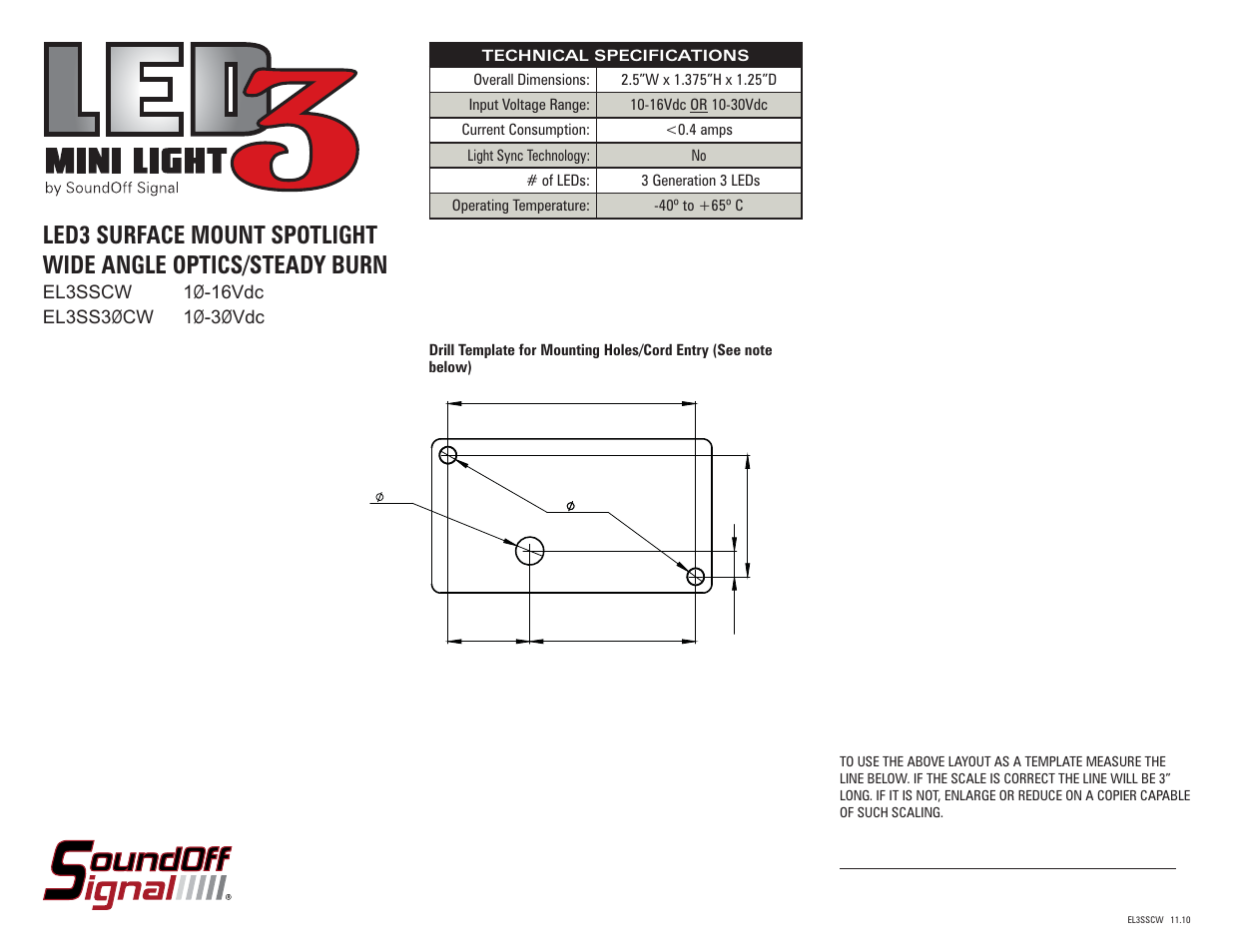 SoundOff Signal LED3 Mini White Spot User Manual | Page 2 / 2