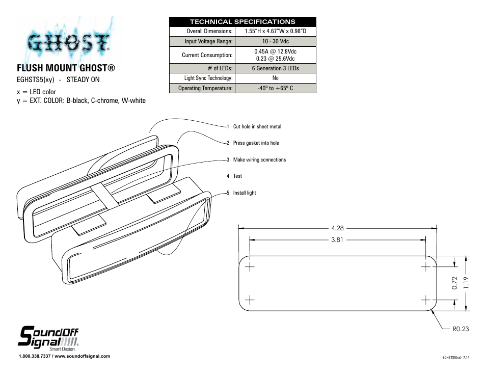 Flush mount ghost | SoundOff Signal GHOST Spot Recess Mount User Manual | Page 2 / 2