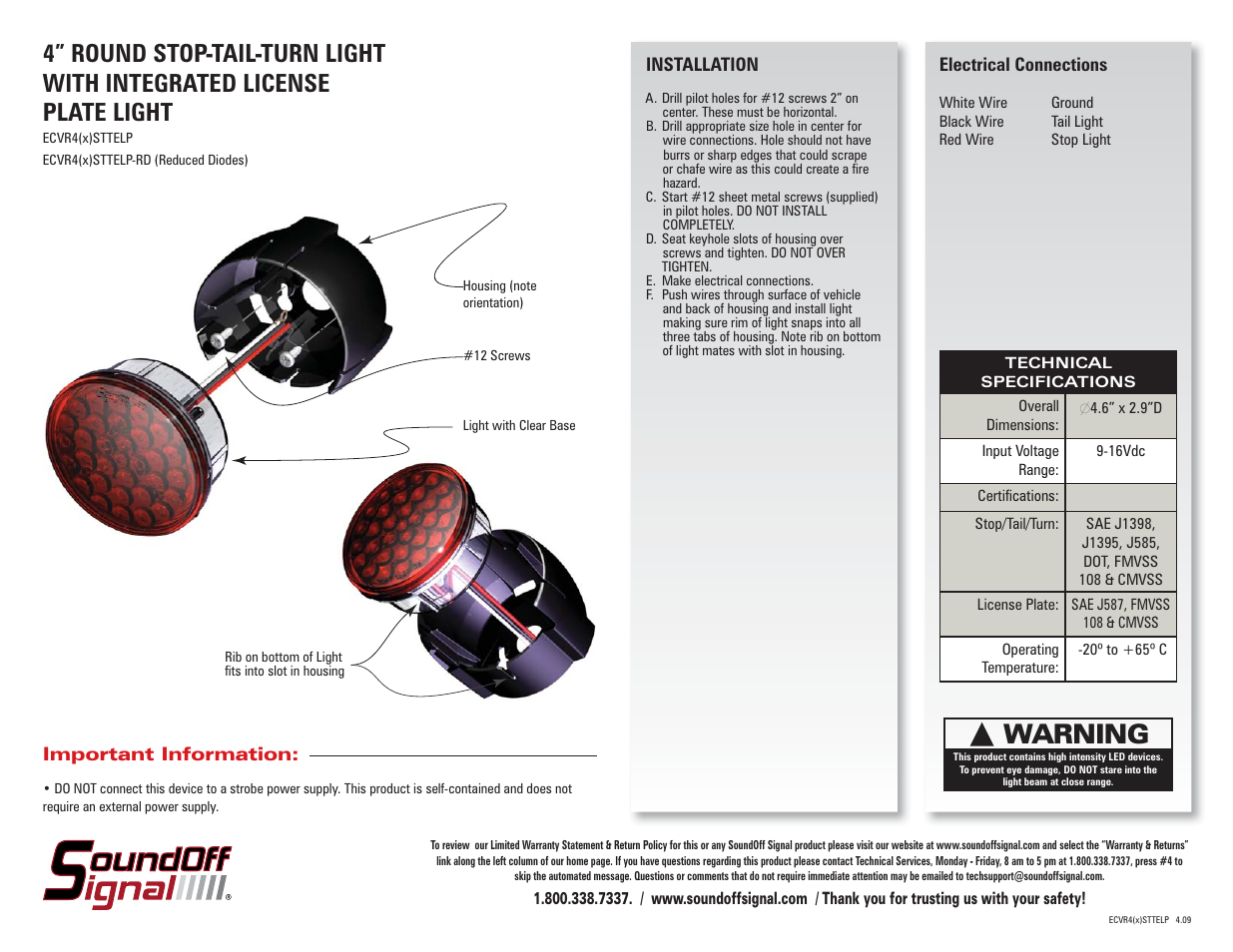 SoundOff Signal Combo License Plate User Manual | 1 page