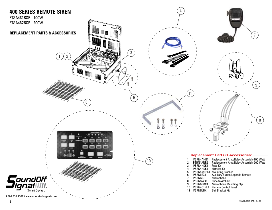 400 series remote siren | SoundOff Signal 400 Series Remote Siren User Manual | Page 2 / 2