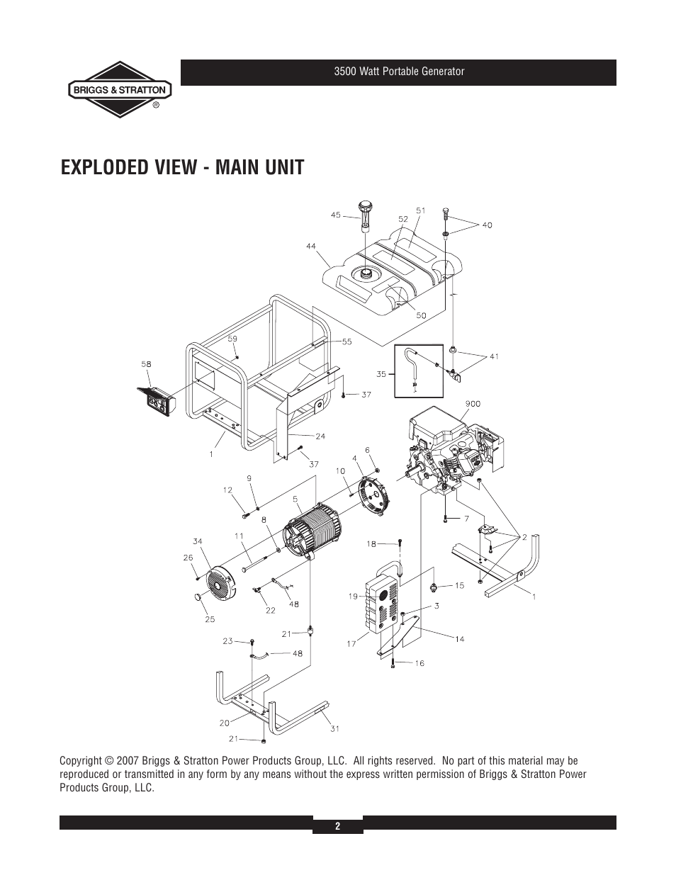 Exploded view - main unit | Briggs & Stratton 30218 User Manual | Page 2 / 5