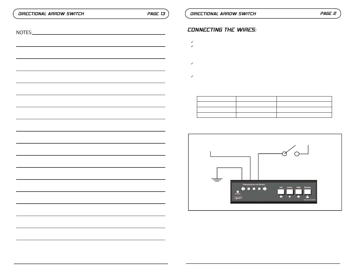 Connecting the wires | SoundOff Signal Directional Arrow Switch User Manual | Page 3 / 8