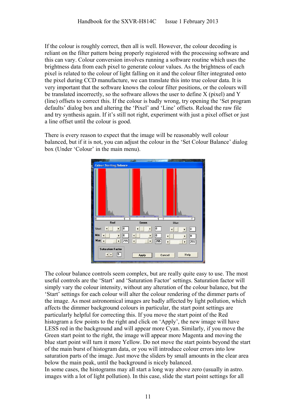 Starlight Xpress SXVR-H814C User Manual | Page 11 / 32