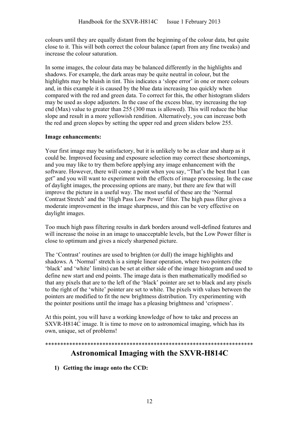 Astronomical imaging with the sxvr-h814c | Starlight Xpress SXVR-H814C User Manual | Page 12 / 32