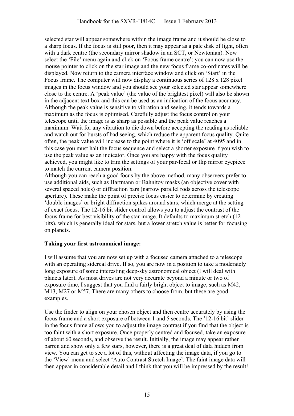 Starlight Xpress SXVR-H814C User Manual | Page 15 / 32