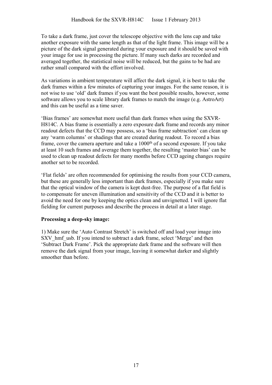 Starlight Xpress SXVR-H814C User Manual | Page 17 / 32