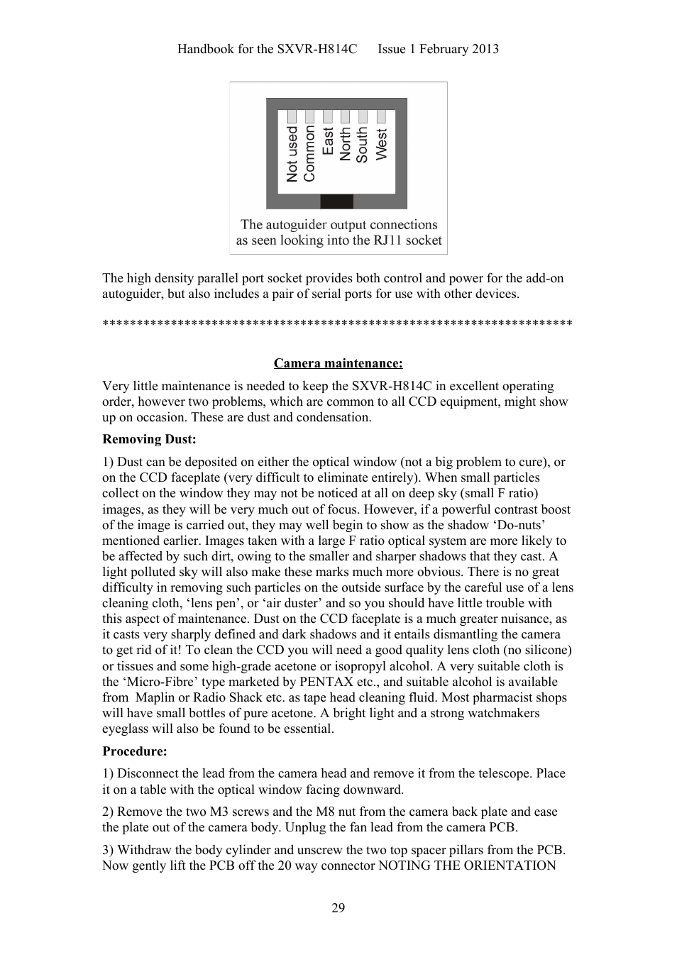 Starlight Xpress SXVR-H814C User Manual | Page 29 / 32