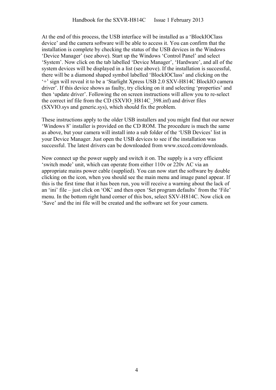 Starlight Xpress SXVR-H814C User Manual | Page 4 / 32
