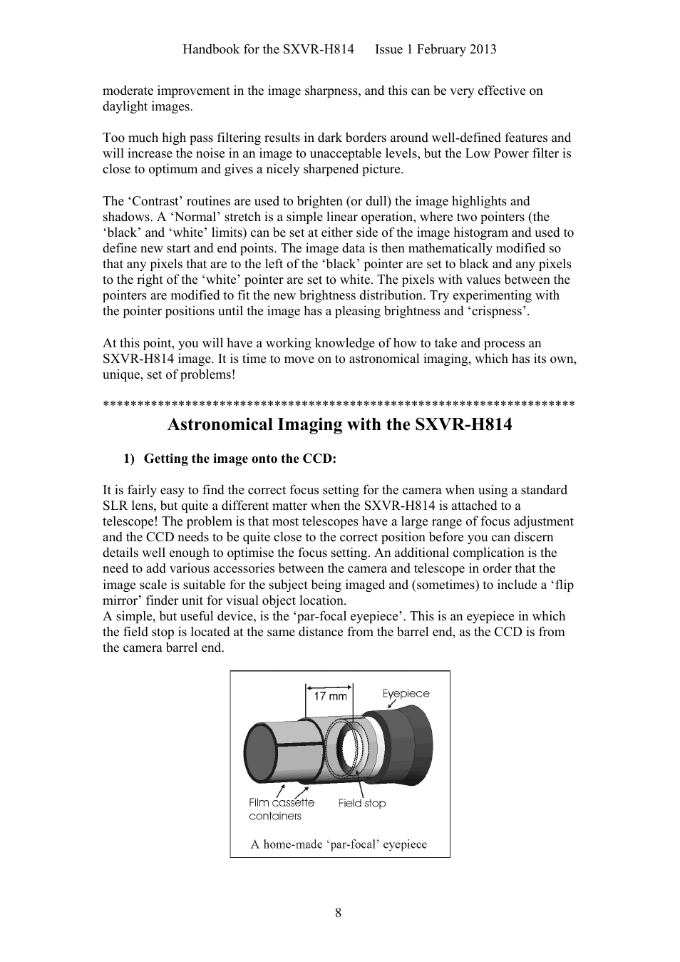 Astronomical imaging with the sxvr-h814 | Starlight Xpress SXVR-H814 User Manual | Page 8 / 28