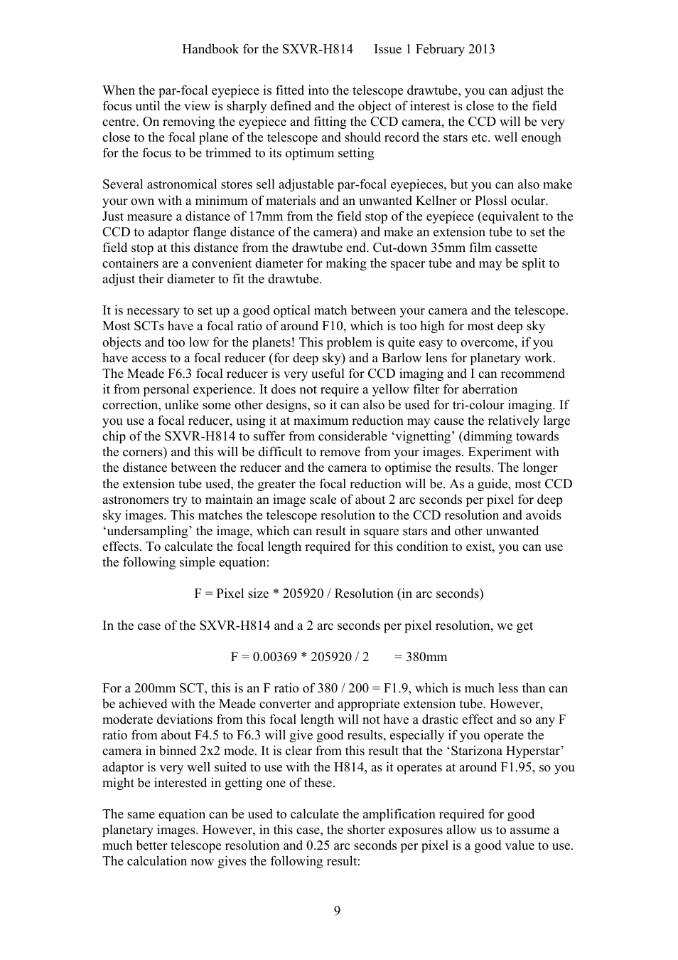 Starlight Xpress SXVR-H814 User Manual | Page 9 / 28