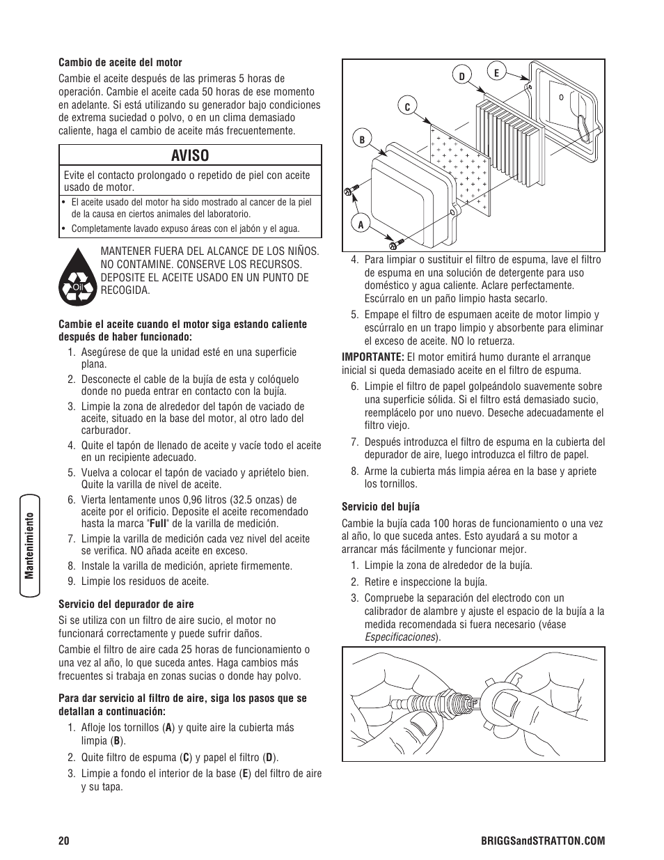 Aviso | Briggs & Stratton 8000 Watt Portable Generator User Manual | Page 48 / 56