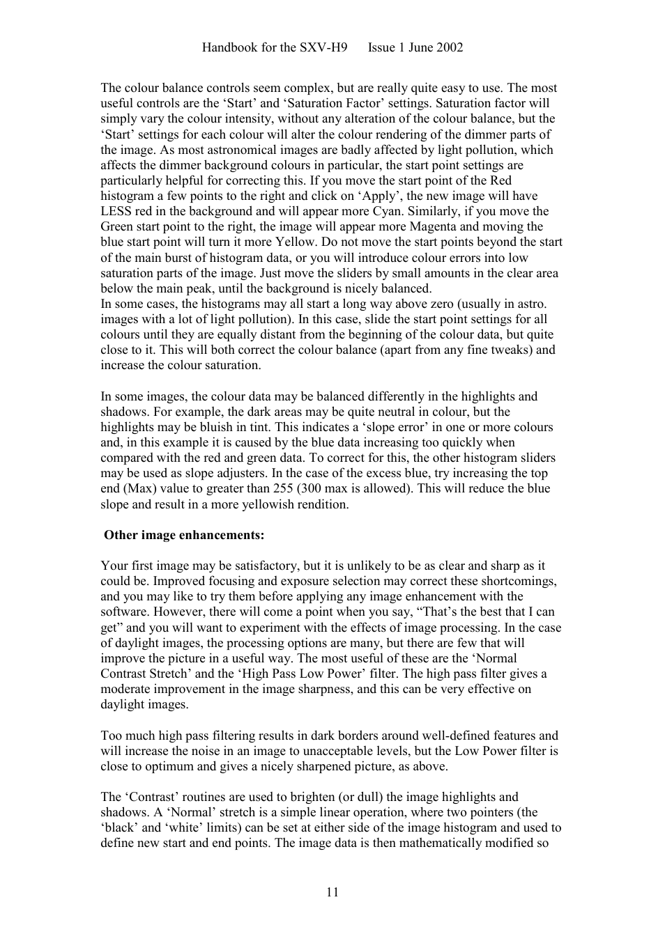 Starlight Xpress SXV-H9C User Manual | Page 11 / 32