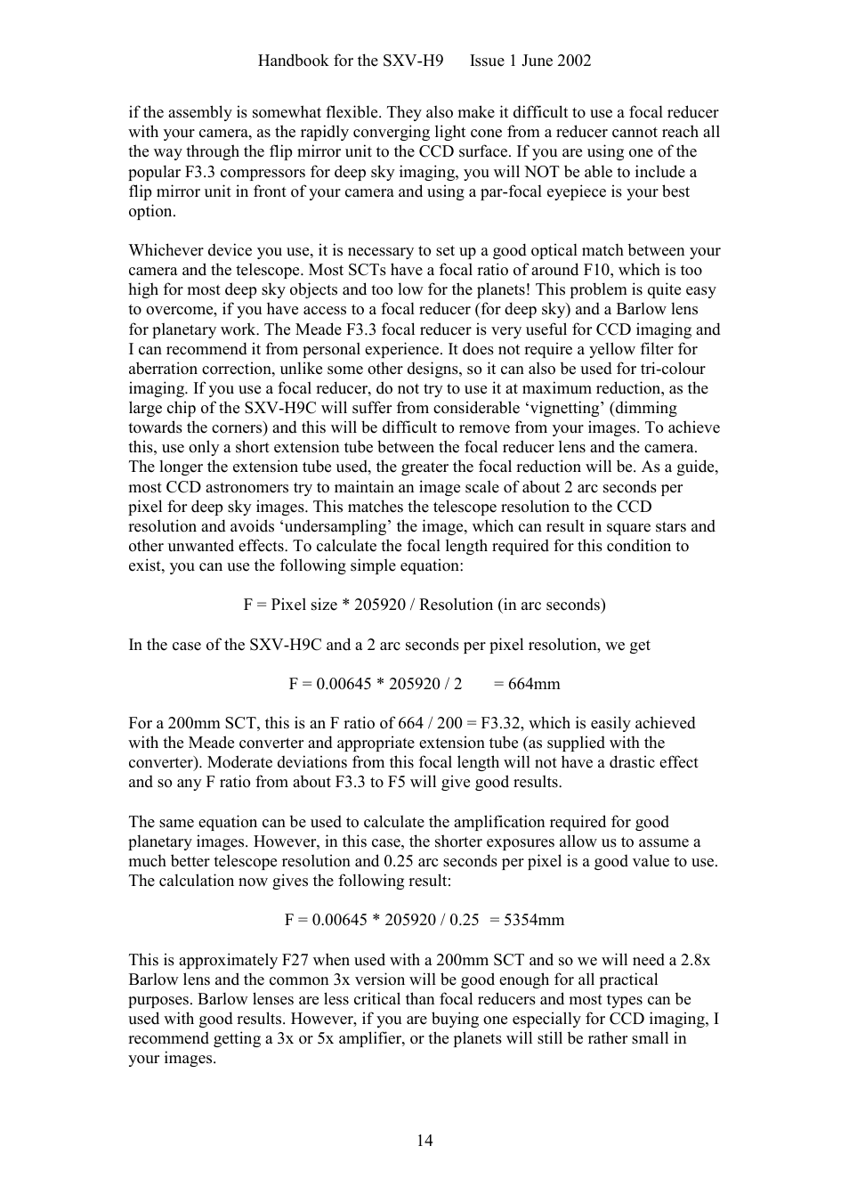 Starlight Xpress SXV-H9C User Manual | Page 14 / 32