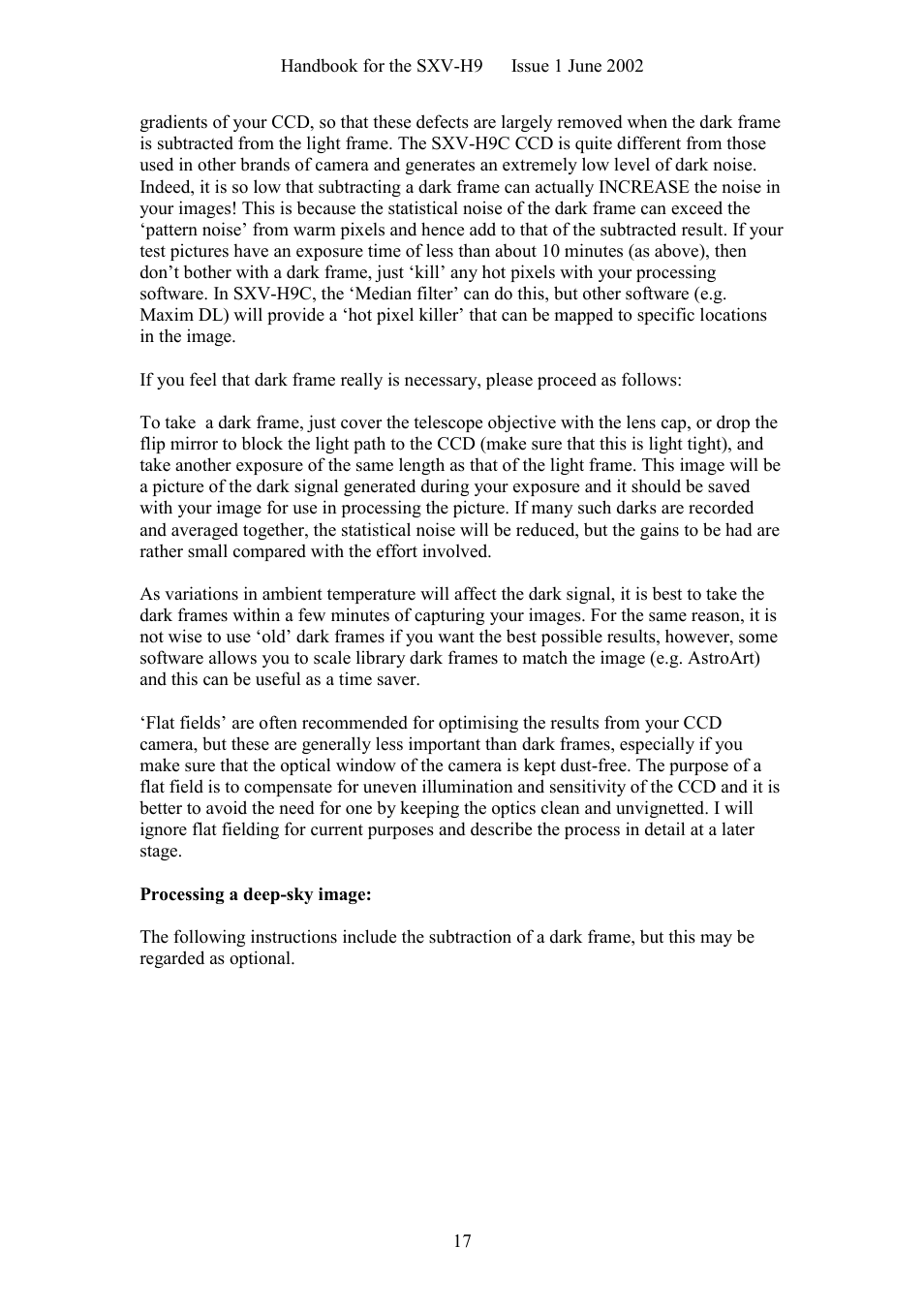 Starlight Xpress SXV-H9C User Manual | Page 17 / 32