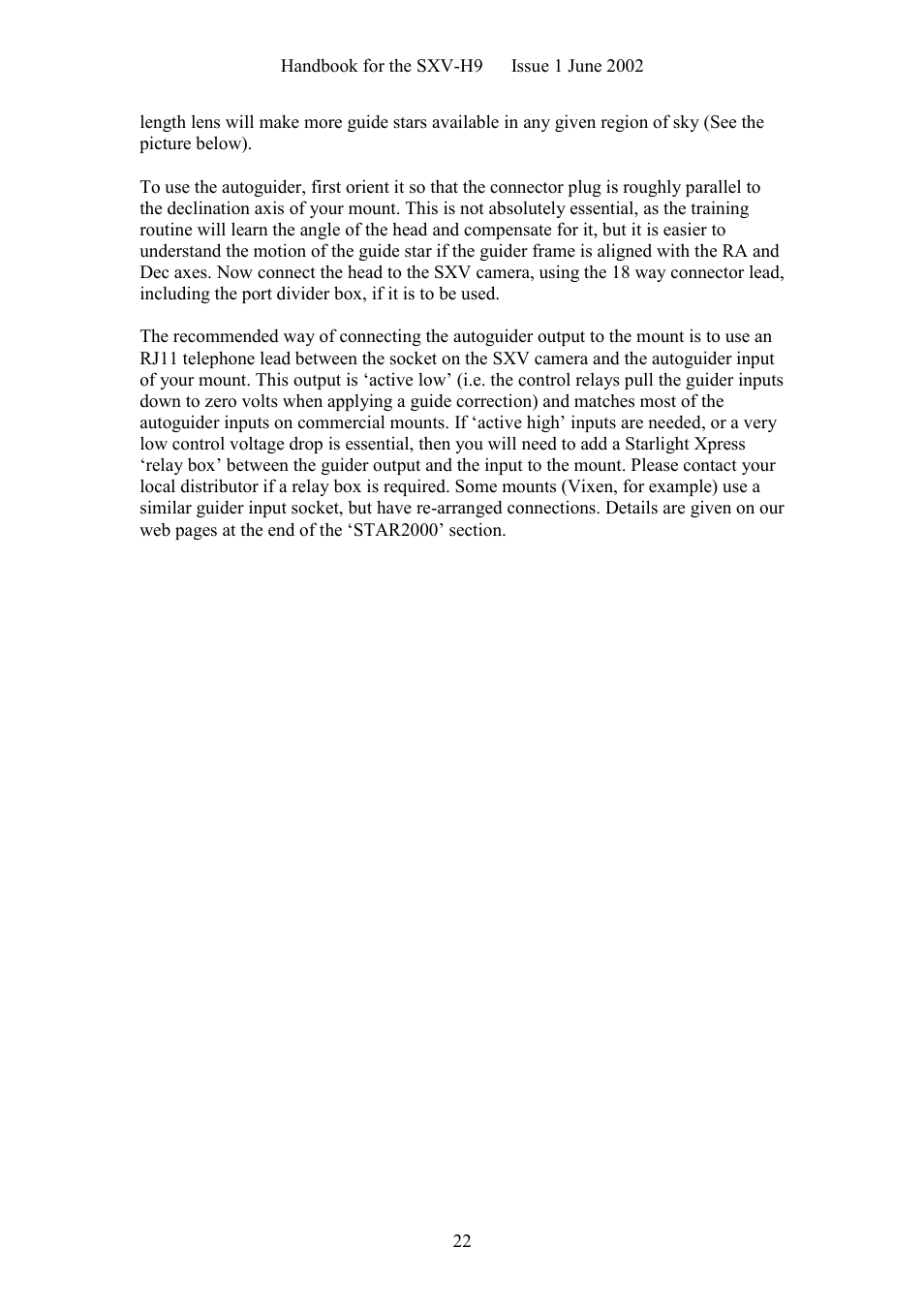 Starlight Xpress SXV-H9C User Manual | Page 22 / 32