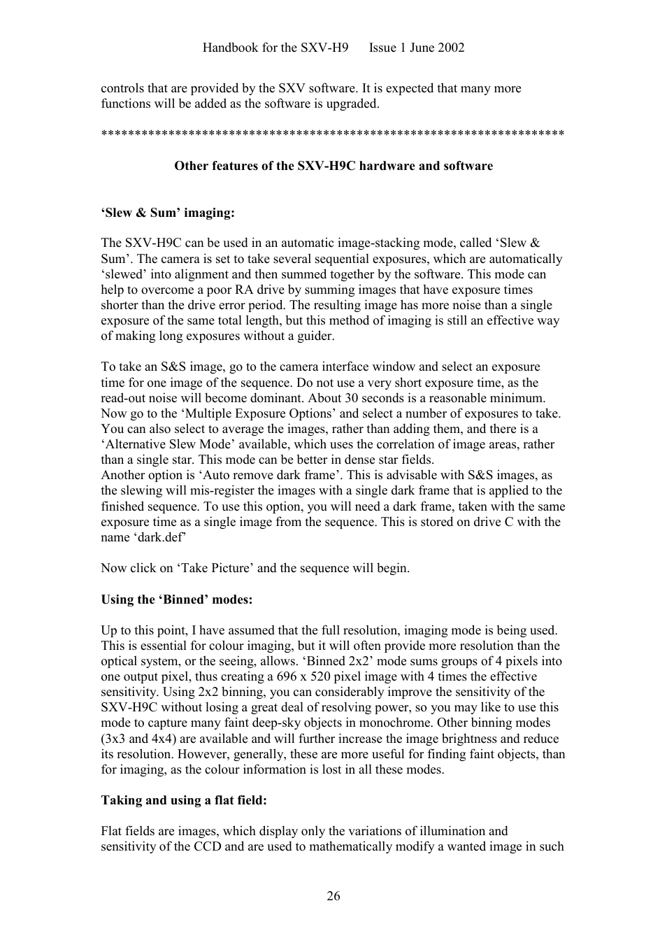 Starlight Xpress SXV-H9C User Manual | Page 26 / 32