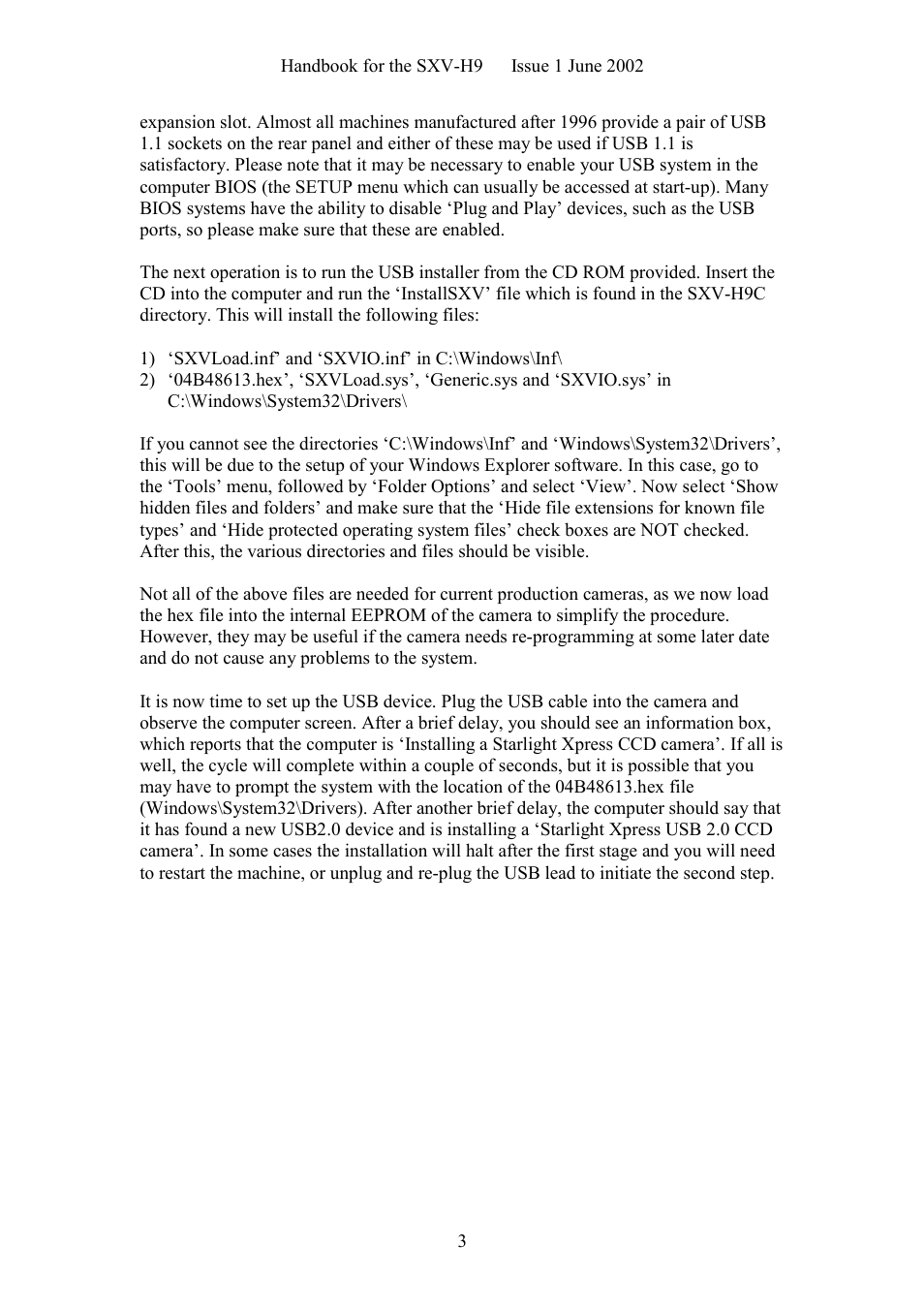 Starlight Xpress SXV-H9C User Manual | Page 3 / 32