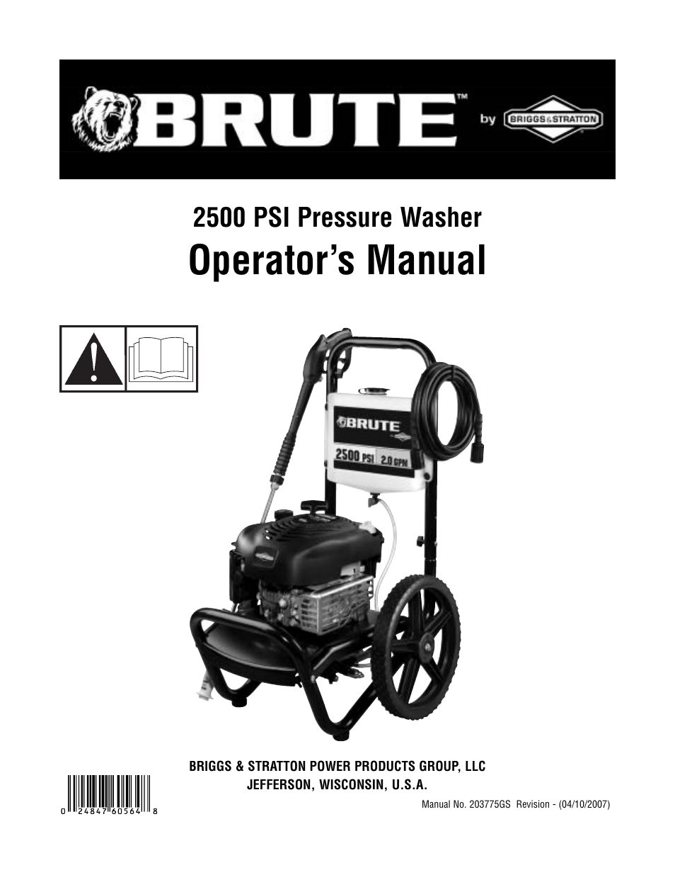 Briggs & Stratton BRUTE 2500 PSI User Manual | 56 pages