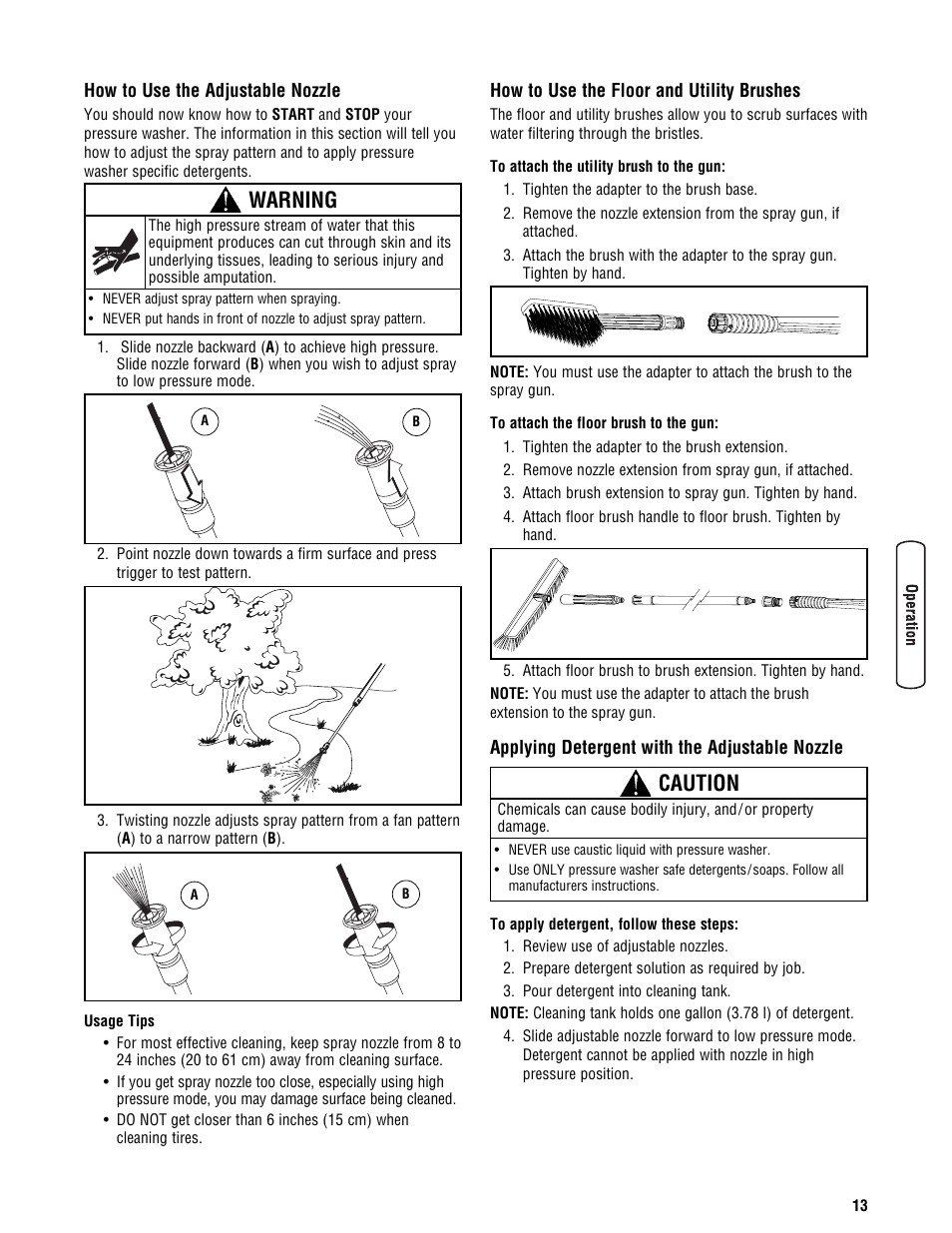 Warning, Caution | Briggs & Stratton BRUTE 2500 PSI User Manual | Page 15 / 56