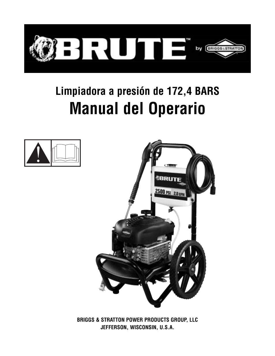 Manual del operario, Limpiadora a presión de 172,4 bars | Briggs & Stratton BRUTE 2500 PSI User Manual | Page 29 / 56
