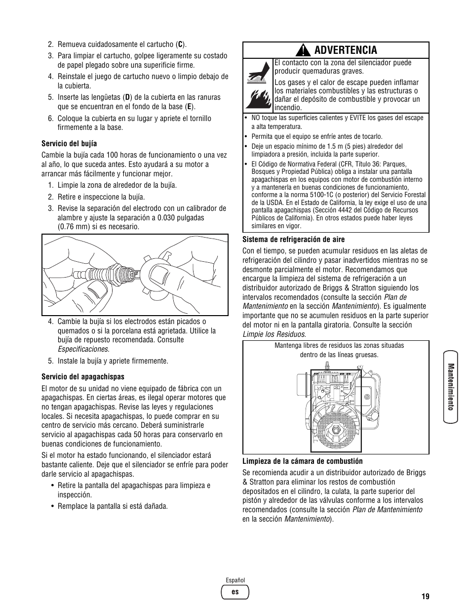 Advertencia | Briggs & Stratton BRUTE 2500 PSI User Manual | Page 49 / 56