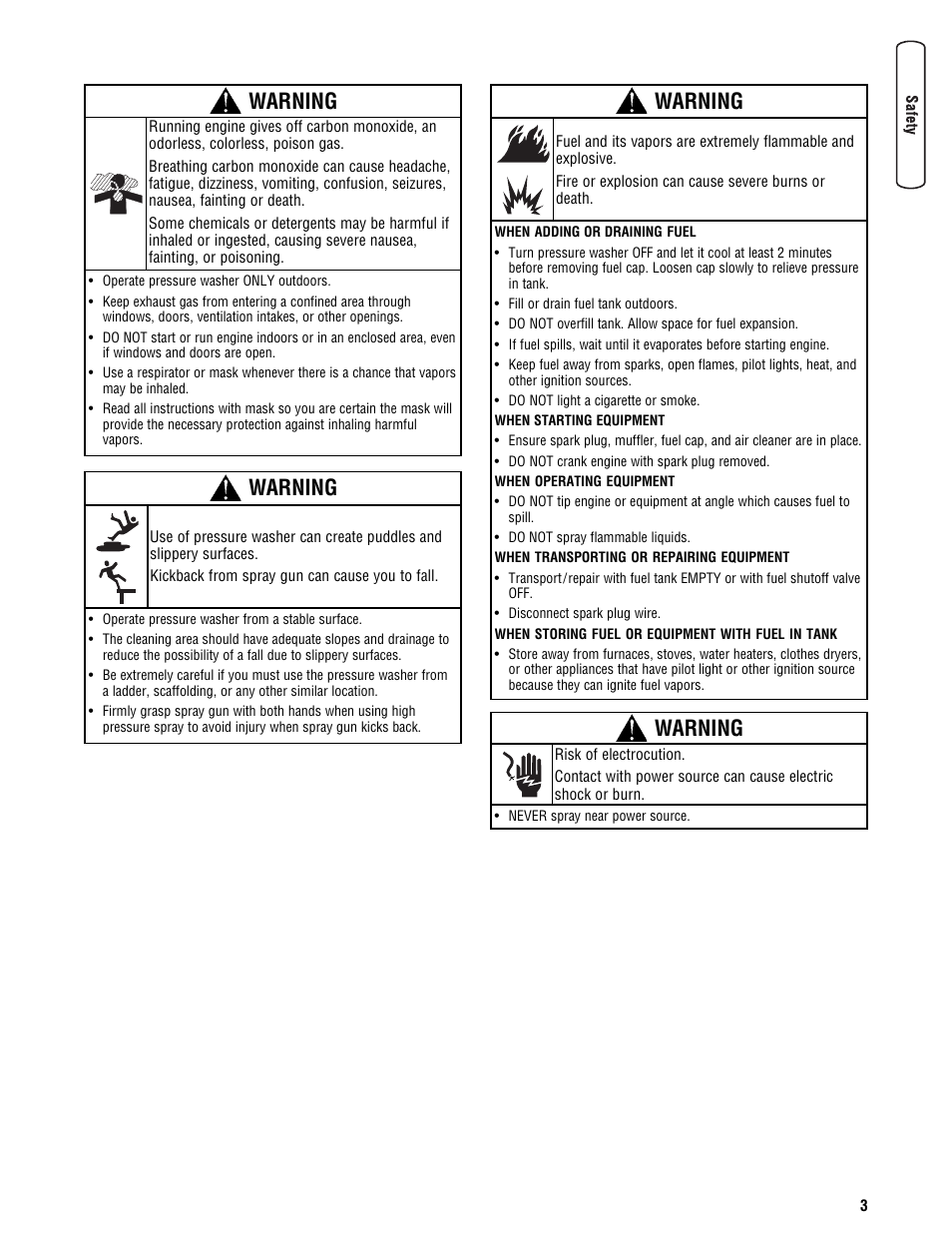 Warning | Briggs & Stratton BRUTE 2500 PSI User Manual | Page 5 / 56