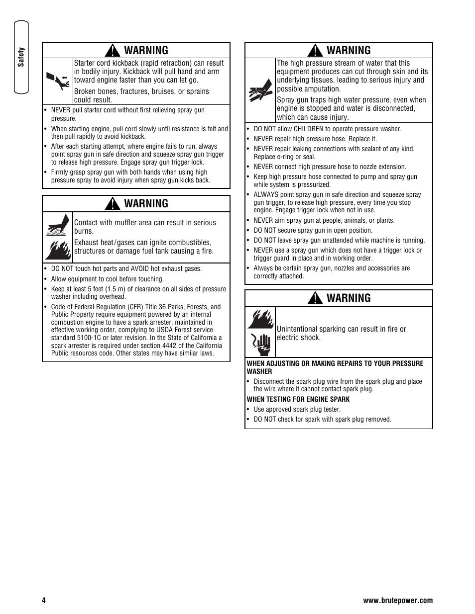 Warning | Briggs & Stratton BRUTE 2500 PSI User Manual | Page 6 / 56