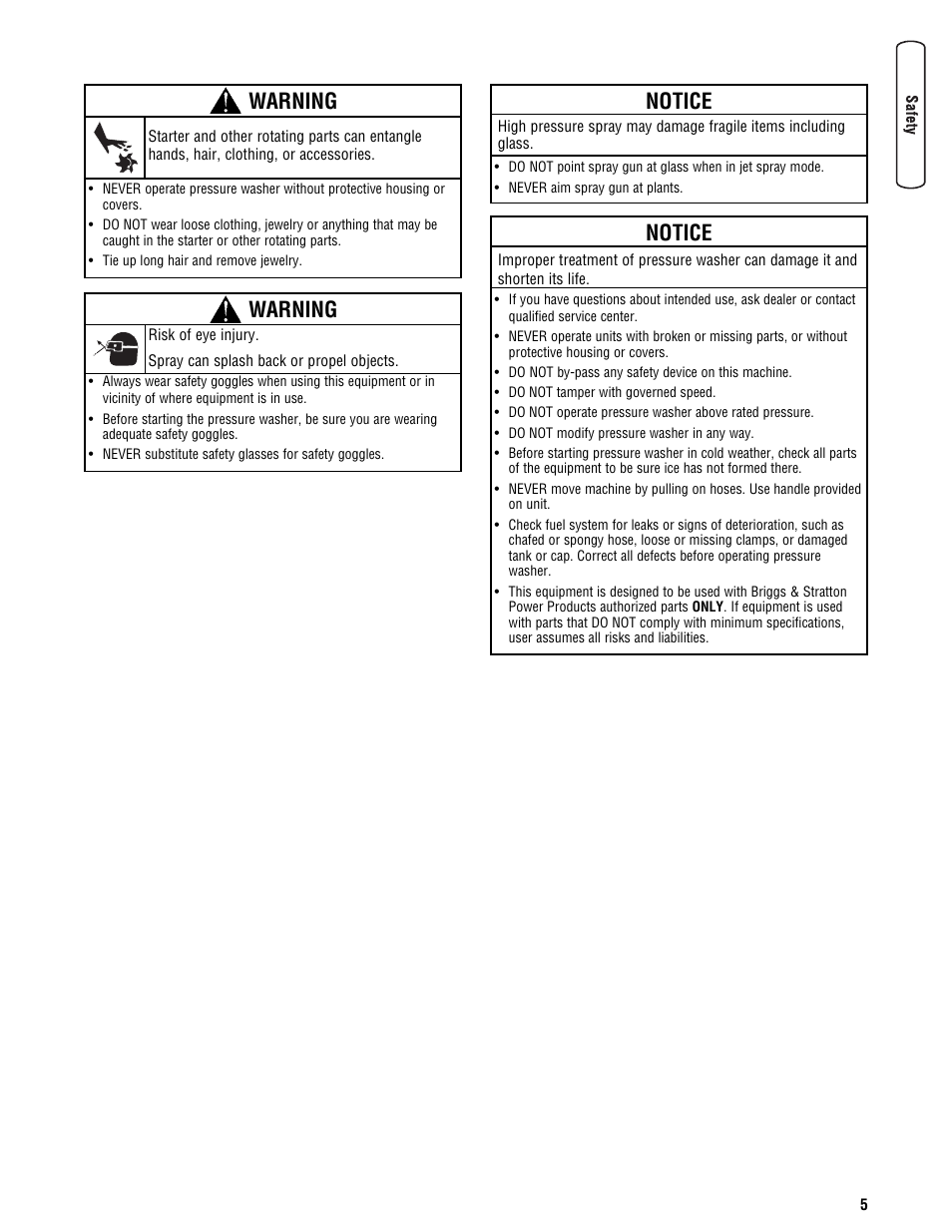 Notice, Warning | Briggs & Stratton BRUTE 2500 PSI User Manual | Page 7 / 56