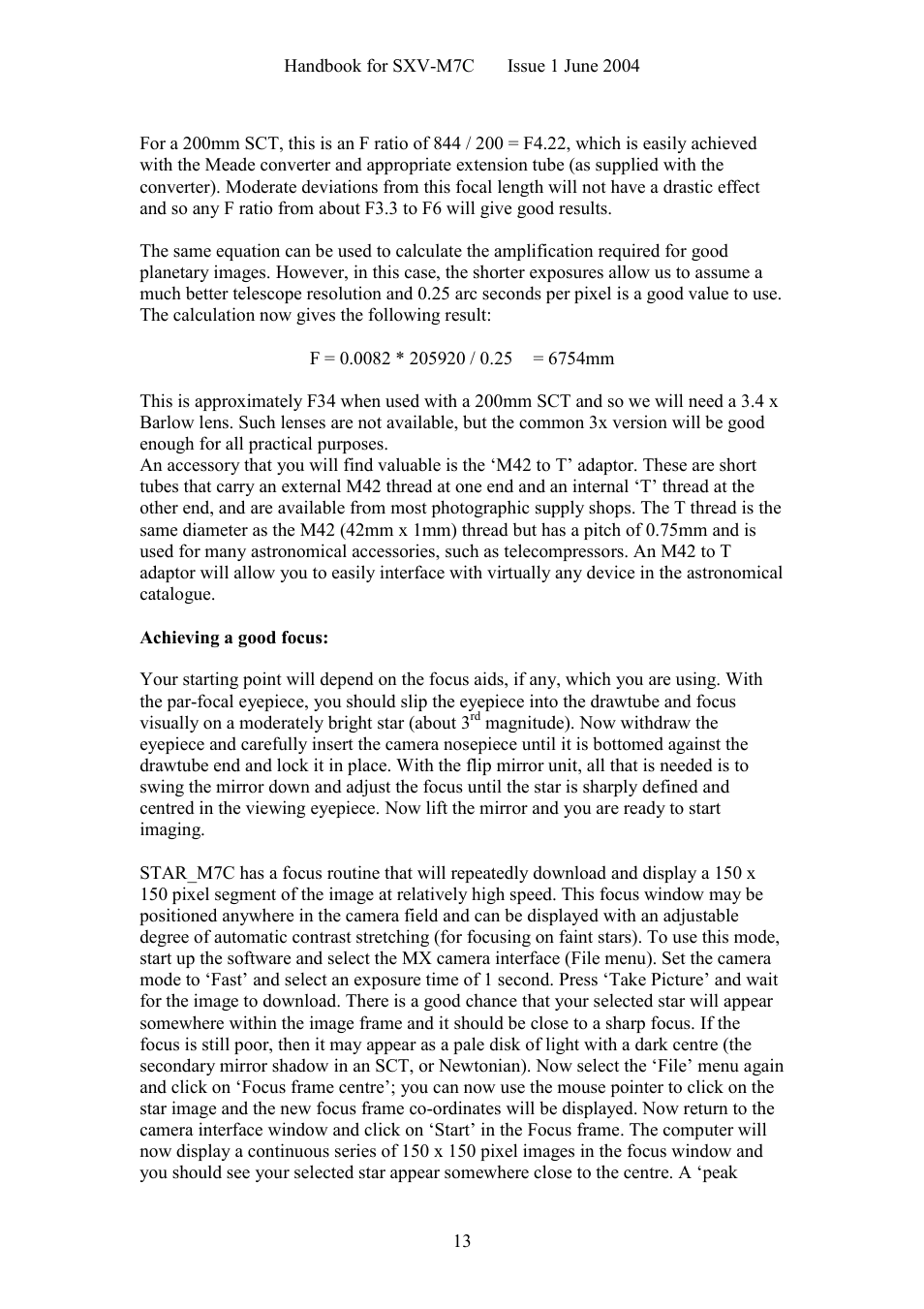 Starlight Xpress SXV-M7C User Manual | Page 13 / 35