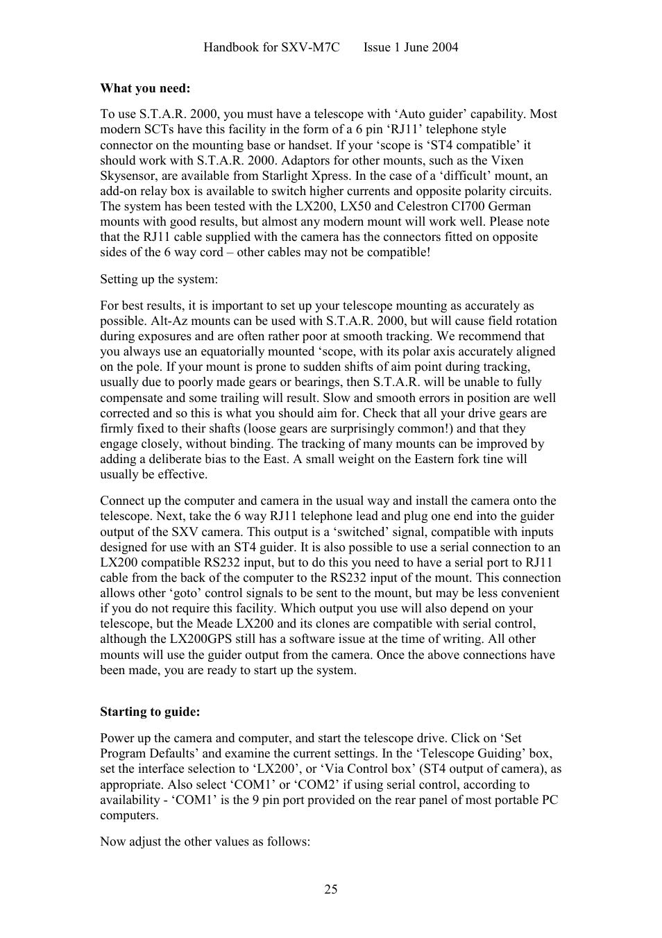 Starlight Xpress SXV-M7C User Manual | Page 25 / 35