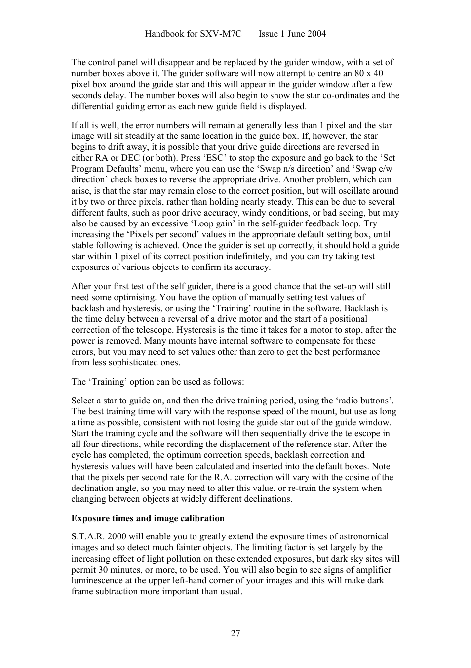 Starlight Xpress SXV-M7C User Manual | Page 27 / 35