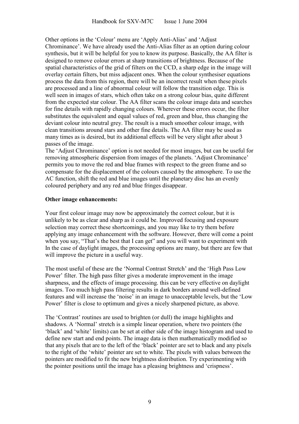 Starlight Xpress SXV-M7C User Manual | Page 9 / 35