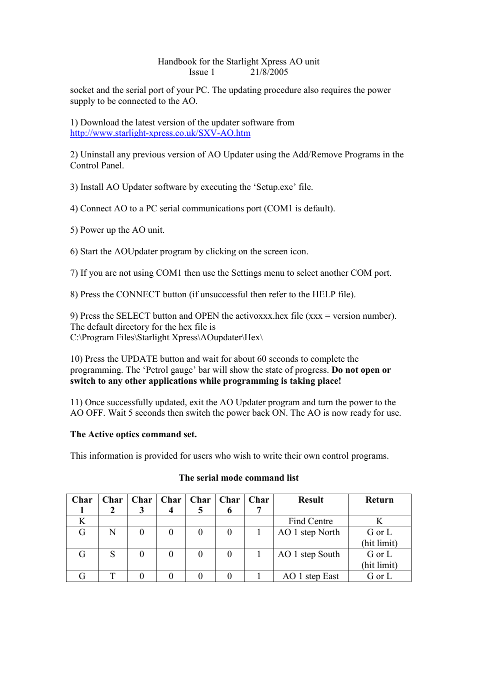 Starlight Xpress SXV-AO unit User Manual | Page 10 / 13